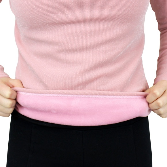 Pink Shimmer and Shine Turtleneck Sweater with Fleece Lining for Women Warm - Picture 4 of 4
